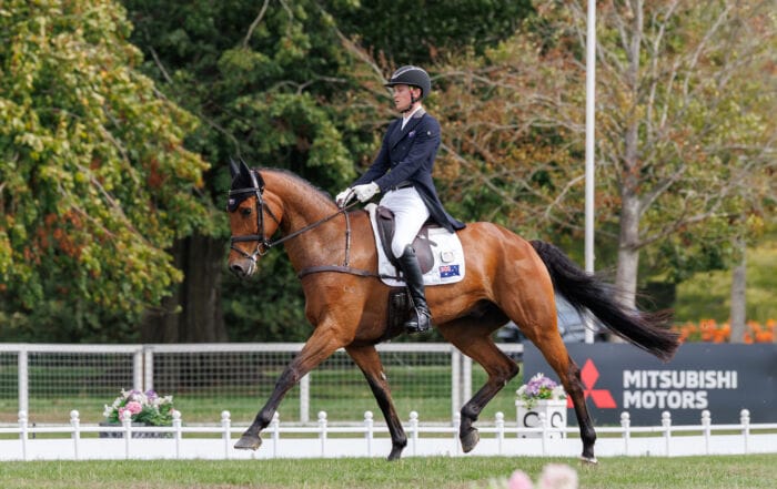 Oliver Barrett (AUS) and Sandhills Briar during the 1st day of Dressage for the CCI4*-L. 2026 Agria Blenheim Palace International Horse Trials. Woodstock, Oxford. England. Thursday 17 September 2026. Copyright Photo: Libby Law Photography