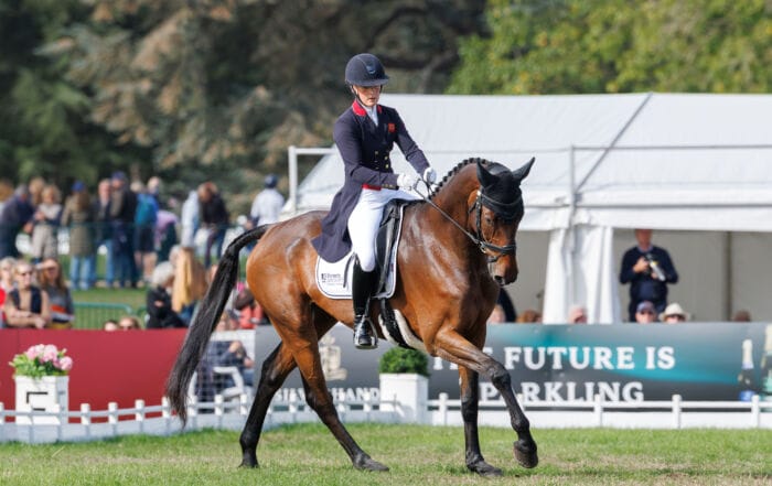 Bubby Upton (GBR) and Auckland 7 during the 2nd day of Dressage for the GFS Saddles CCI4*-S - 8 & 9 year olds. 2026 Agria Blenheim Palace International Horse Trials. Woodstock, Oxford. England. Friday 18 September 2026. Copyright Photo: Libby Law Photography